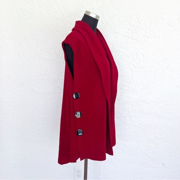 Soft Surroundings Cherry Red Mesa Button Vest Small #26312 Holiday Sweater - Picture 3 of 7
